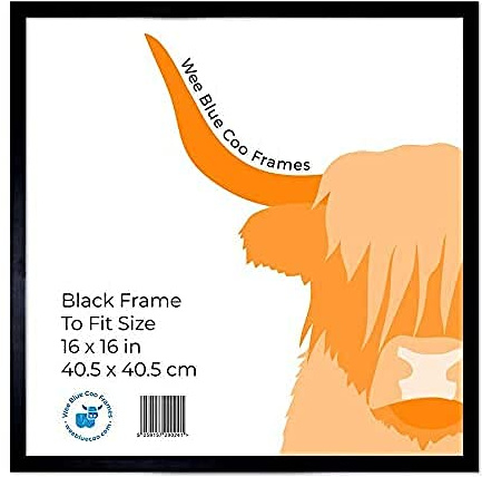Square Black Wooden Picture Frame 16 x 16 Inch (40.5 x 40.5 cm) Acrylic Safety 'Glass' Photo Frame