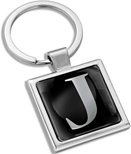 Biomar Labs® Metal A-Z Alphabet Personalized 3D Name Initials Keyring Key Ring Chain Stainless Steel Gift Box Men Women Keychain Bag Accessories Jewelry Handbag Silver Letter J KK 114