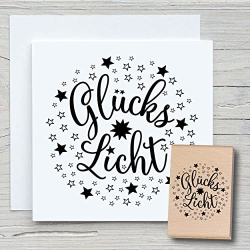 NEWSTAMPS Stempel Glückslicht Motivstempel aus Holz & Gummi zum Karten und Geschenke basteln, Holzstempel für Weihnachten, Weihnachtskarte, Advent, Scrapbook, Textilstempel, Deko, Freunde