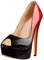 Only maker Damen Peeptoes Plateau Pumps Elegante Stiletto High Heels Lack Optik Schwarz Rot Gradient EU 41