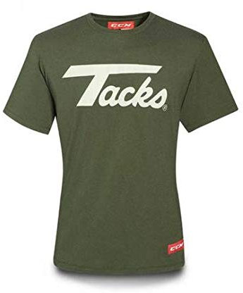 CCM T-Shirt Nostalgia Tacks Logo Chicago Fabric Tee, Short Sleeves, Senior Poison Ivy - Senior L