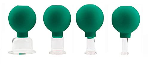 Ventouses faciales en silicone 4 pièces, ensembles de thérapie par ventouses pour le visage parfait pour chaque partie du corps - Ventouses avec boule d'aspiration contre la cellulite (vert)
