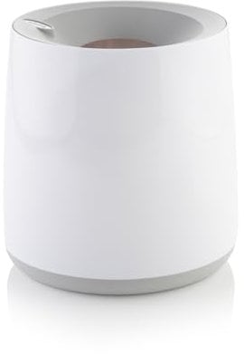 Minky Bathroom Waste Bin, 8L Capacity, Oval-Shaped Compact Bin, Removable Lid With Aperture for Easy Cleaning, Stylish & Practical, White & Light Grey, Made in the UK