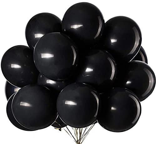 50 Stück 12 Zoll Luftballons Schwarz, Schwarz Latex Helium ballons für Party Deko(Ø 30 cm)