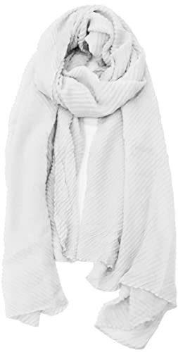 Van Der Rich ® - Tücher Plissee-Schal, Einfarbig - Damen (Weiß, TU)