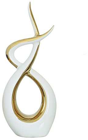 LGYKUMEG Kombination aus Reichtum und Feuer Tischdekoration,Keramik Dekorationsobjekt Silber,Abstrakte Kunst Wohnzimmer Büro Schlafzimmer Fensterbank Dekoration,Spirale Dekoration,Gold