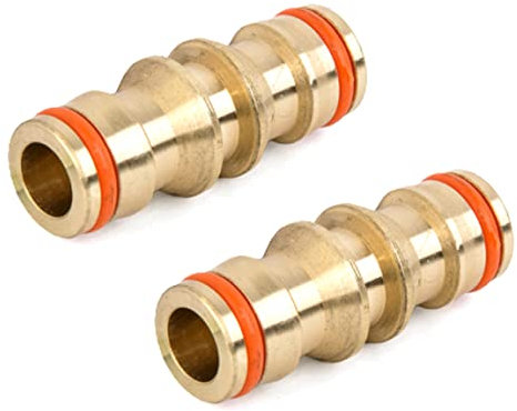SolaDirect Brass Double Male Hose Connector Coupler Extender for Join Garden Hose Pipe Tube (Pack of 2)