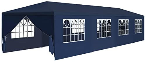 HOMIUSE Tonnelle de Jardin 3 x 12 m Bleu Tonnelle Pliante Barnum Pliant Tonnelle de Jardin Chapiteau de Reception Tonnelle Pliante ImperméAble Tente de Plage Tente Reception et Panneaux LatéRaux