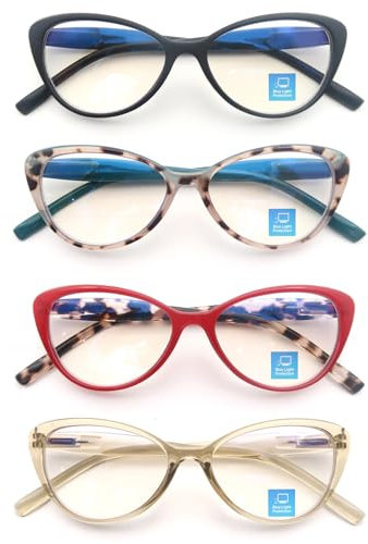 MODFANS 4er-Pack Lesebrille Damen Blaulichtfilter Lesebrillen Anti Blaulicht Brillen UV-Schutz