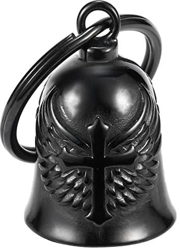 Motorradklingel – Motorradklingel-Aufhänger, Biker-Glocken schützen den Reiter, Motorradzubehör (Kreuz) (Flügel oben Kreuz schwarz)