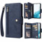 ATISIJIE Hülle klappbar für Samsung Galaxy S23 Ultra Handyhülle mit Kartenfächer, Reißverschluss Geldbörse Trageband Lederhülle Schutzhülle, Magnetic Flip Cover Wallet klapphülle Handytasche Blau
