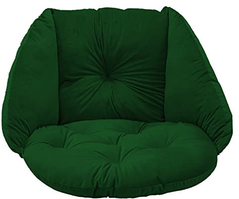 SuperKissen24. Kissen für Hängesessel, Hängestuhl - Runde Sitzkissen mit Silikonfaser - Kissen für Hängeschaukel aus Samtstoff - Hängesitz - Indoor & Outdoor - Dekokissen für Allergiker - Grün
