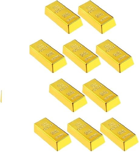 OIDESA Door Stop,Door Stopper,Door Wedge 10pcs Replica Gold Bar Fake Golden Brick Bullion Movie Prop Novelty Gift Joke Doorstop Paperweight for Halloween Western Cowboy Party Decorations