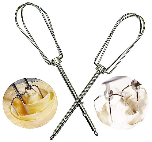 CHENNAN Lot de 2 Mélangeur à oeufs argenté Batteur à oeufs universel bâtons œufs mélangeurs en acier inoxydable Modèle pour œufs à la crème farine gâteau outil de cuisine pour batteur à main