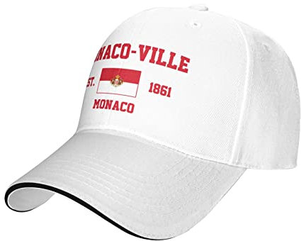 BAAROO Monaco Est.1861 Monaco-Ville Capital Mesh Baseball Cap Laufmütze Reise Hüte Outdoor Verstellbare Sommer Caps Weiß, #677, M/Einheitsgröße