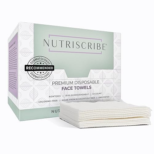 Grehge mium Biodegradable Disposable Cotton Face Towels – Extra Soft Face Wipes, Hypoallergenic Makeup Remover Wipes, Suitable for All Skin Types Including Sensitive Skin – Facial Cloths (50