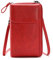 Bolso de Teléfono Móvil para Mujer,Cartera Movil Cuero PU Bolso para Movil,Mini Bolso Bandolera,Bolso para Telefono Movil,Monedero con Ranuras paraTarjeta con correa ajustable para el hombro (rojo)