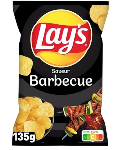 Lays Chips BBQ barbecue flavour Large bag 135g - Pack of 3