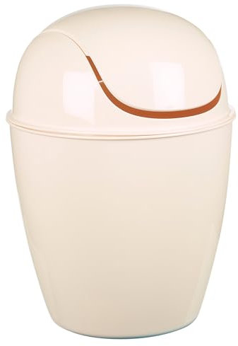 URBNLIVING Plastic Swing Top Lid Bin Rubbish Trash Can Bathroom Office Under Counter (Off White, 12L)