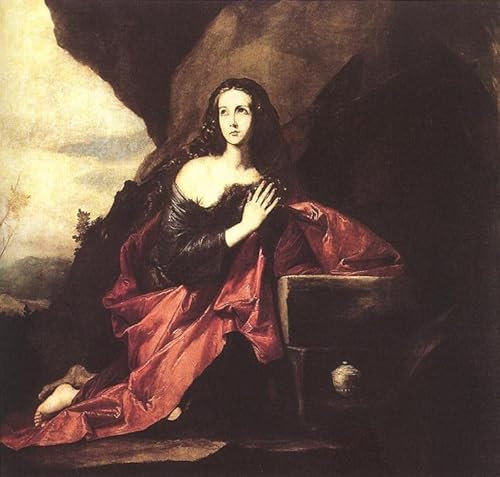 EfeMir Poster Und Drucke Abstraktes Gemälde Berühmte Gemälde Maria Magdalena in der Wüste von Jusepe De Ribera für Schlafzimmer Home Decor 60x90cm