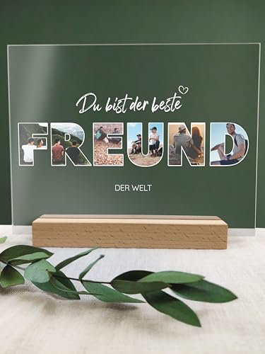 Du bist der beste Freund der Welt - Acryl Foto Geschenk - Beste Freundin Geschenke - Geschenk Freund, Dankeschön Geschenke, Mädchen Geschenke, Jahrestagsgeschenk Für Ihn, Danke Schokolade