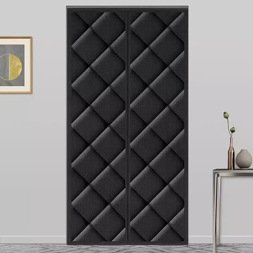 GOFOHIMI Schwarz Wärmeschutzvorhang Für Türen Magnet Thermo Türvorhang Verdickter Polyester Und Strapazierfähiges Oxford Türvorhang Warm Halten Für Küche Schlafzimmer
