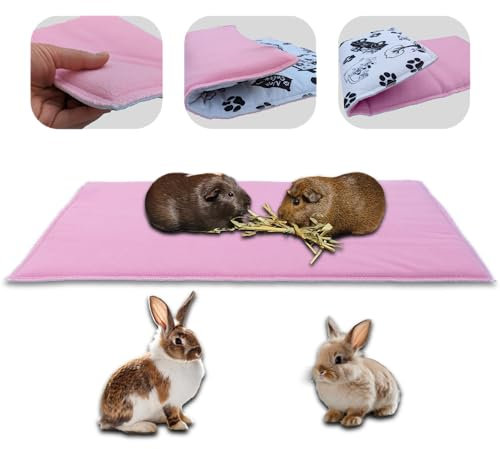 NEO SOLVO Fleece Spielplatzmatte für Meerschweinchen und Kaninchen - Alles in einem: eine Decke, EIN riesiger Tunnel, EIN Haus, EIN Kissen und EIN Bett - 35 cm x 70 cm - Rosa