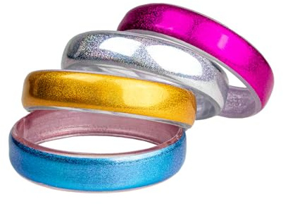 Regenbogen Metallic Retro Armreifen 4er-Set - 414012 | Mehrfarbig