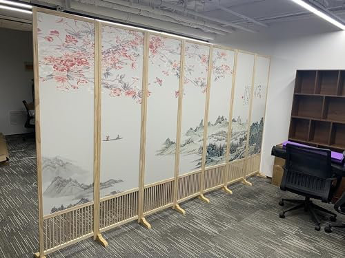 SAFWEL Paravent Séparation Pliable Séparateur de pièce Diviseur de pièce de paravent, Écran de confidentialité décoratif chinois, 4 5 6 7 8 Panneau Panneau de cloison de séparation Meubles de confiden