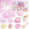 Einhorn Kinder Holz Teeservice Spielküche Zubehör, Einhorn Tee Set Teeparty Geschenke für Mädchen, Kindergeschirr Kinderküche Holzspielzeug Rollenspiele Geschenk für Mädchen Kinder Einhorn Spielzeug