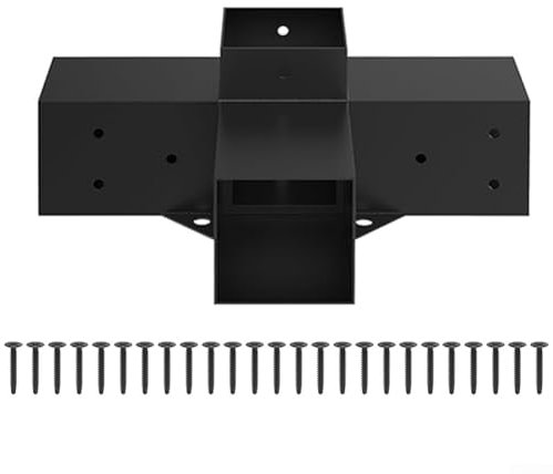 per Kit di staffe per pergola, staffe per pergolati in lega di acciaio, kit di viti per gazebo da giardino in legno da 10 x 10 cm (staffa a 4 vie)