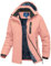 YSENTO Damen Winterjacke Wasserdicht Skijacke Softshelljacke Warm Gefüttert Winddicht Outdoor Snowboardjacke(Rosa,XXL)