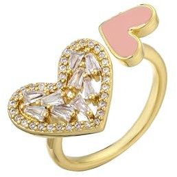 SKJUBLPG Ring Ringe Damen Bijouterie Herren Verstellbarer Ring Für Frauen Und Mädchen, Ringe, Schmuck, Größenverstellbar, Rosa