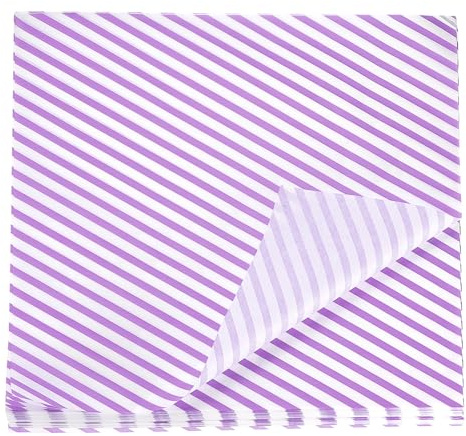 sourcing map 100pcs Square Stripes Wax Paper Sheet 12 x 12 Oil-Absorbing Dry Food Wrapping Paper for Sandwich Baking Paper Liners Picnic Basket Bread Hamburger Wrap, Purple