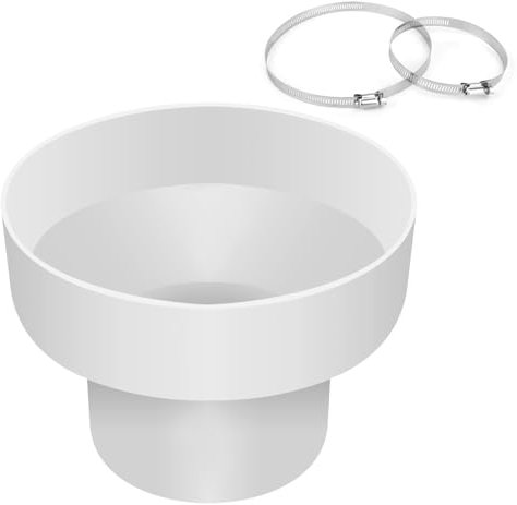 Abluftschlauch Adapter mit 2 Edelstahl SchlauchschellenC, Reduzierstück 150mm auf 100mm, Reduzierverbinder für Lüftung Rundrohr Ventilation Lüftungssysteme, Rundrohr Adapter aus ABS