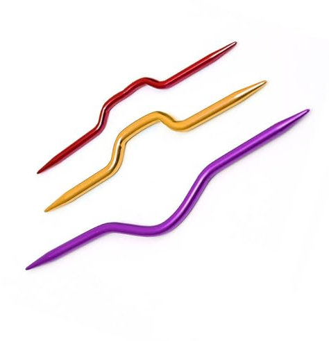 Bralucy Color Knitting Cable Crooked Needle 3Pcs Hand Twist Curved Crooked Needle Aluminum Knitting Stitch Holders for Sweater Knitting Tool