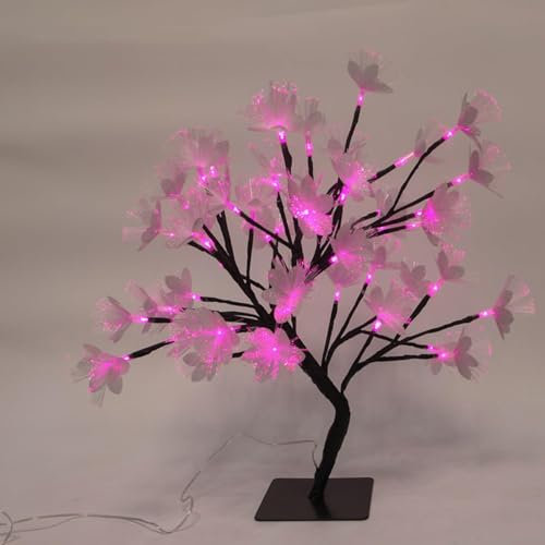 Drawelry Artificiel Arbre Fleurs Veilleuses Décoration avec 48 LED Lumineux Fleur Bonsaï Branche Plantes Lampe de Table Maison Bureau Fête Décor Ornements pour Mères Valentin Cadeaux (Rose)