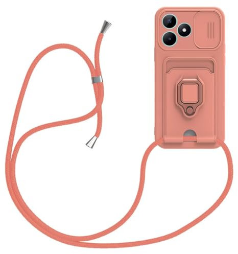 xinyunew Coque pour Realme C51/Realme C53 avec Cordon, Coque avec Collier Silicone Housse 360° de Bague Magnétique Antichoc Étui Lanyard Cover Téléphone Portable Protection Casene