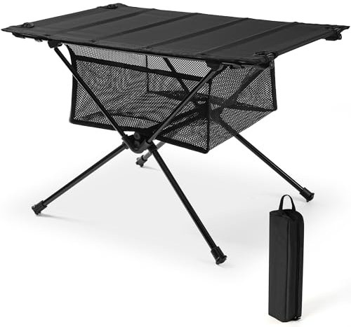 KUOGAS Campingtisch klappbar - Campingtisch faltbar mit Netzablage & Tragetasche | Klein & Ultraleicht (60 x 40 x 39,5 cm) | Ideal für Outdoor, Grillen, Angeln & Wandern