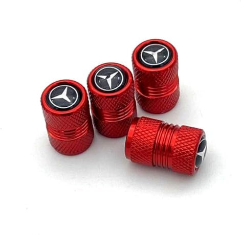 MKENSOLA 4 Pcs Ventilkappen für BMW 5 Series E39 1995-2010,Reifenventil Ventildeckel Autoventil Kappe mit Dichtung Auto Reifen Aluminium Ventilabdeckung,A-Black Red