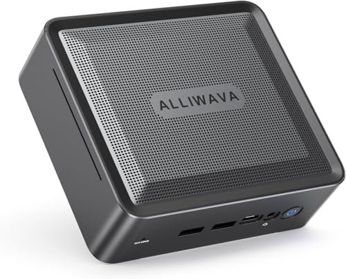 ALLIWAVA U58 Mini PC AMD Ryzen 7 5825U 32 Go DDR4 512 Go NVME SSD (8C/16T, jusqu'à 4,5 GHz), WiFi 6E & BT5.2, 2 x HDMI & USB-C triple sortie 4K60Hz, bureau à domicile et ordinateur multimédia