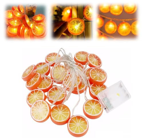 YANGUN Luces Led Pilas, 3.2 M Guirnalda Luces Interior, luz led pilas Con Rodajas De Limón, Decoración de Habitacion, Para Interior y Exterior Habitacion, Jardín, Boda, Fiesta, Festival (naranja)