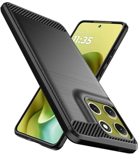 Natbok Handyhülle für Moto G86 Hülle, Weiches TPU Stoßdämpfung Kohlefaser Design Dünne SchutzHülle Anti-Rutsch Kratzfeste Moto G86 Case Handyhülle,Schwarz