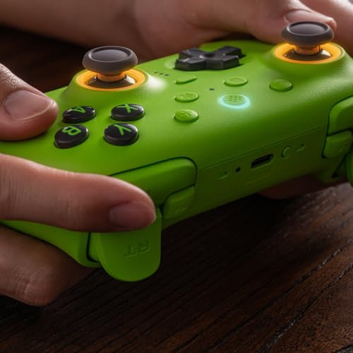 8Bitdo Ultimate 2 Controller Wireless 2.4G per PC Android, Joystick TMR, Effetto Hall Commutabile/Trigger Tattili, Anello Fuoco RGB, 8Speed Wireless Tech Gaming Controller con Dock Ricarica, Verde
