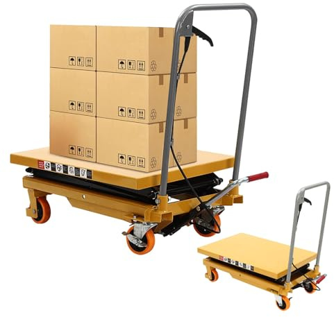 Scherenhubwagen Handbetrieben, Manueller Hubwagen, Scherenhebebühne, Scherenhubwagen Mit 4 Rädern, Scherenhubwagen Mit Feststellbremse, Werkstatt, Lager, Produktion,200kg