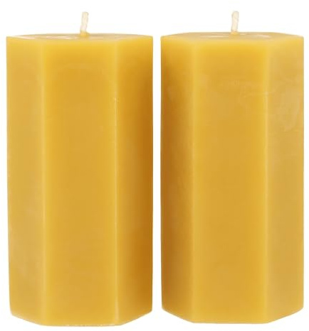 Danilovo Stumpenkerzen aus 100% Bienenwachs – Bienenwachskerzen in Premium-Qualität, Luxuriöses Accessoire für ein Gemütliches Zuhause (2 Stk., 5 x 10 cm, Brenndauer 18 Std)