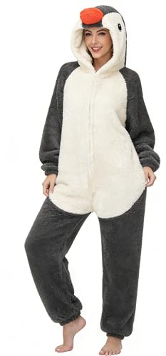 LATH.PIN Einteiliger Schlafanzug Damen Onesie für Erwachsene Tierkostüm Jumpsuit Unisex Kuschelig Cosplay Pyjamas Karneval Weihnachten Halloween