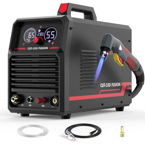 YESWELDER Plasmaschneider 55A 230V, mit integriertem Luftkompressor | Berührungsloser Pilotlichtbogen, ohne HF, kompaktes Plasmaschneidgerät, ideal für schnelles und präzises Schneiden