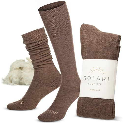 Solari Merino Wool Natural Fibre Socks for Women & Men – Breathable Temperature Regulating Socks with Silver Freshness & Odour Control – Soft Comfort Stretch Top for Everydaywear, Travel & Riding
