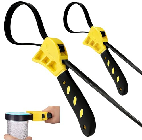 Xahpower 2 Pezzi Chiave a Cinghia in Gomma, Filtri Olio Chiave a Cinghia, Chiave a Nastro Regolabile per Bottiglie, Barattoli, Lavandini, Filtri dell'olio, Soffioni Doccia
